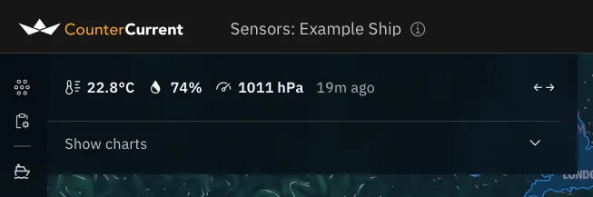 Sensor conditions panel with latest readings